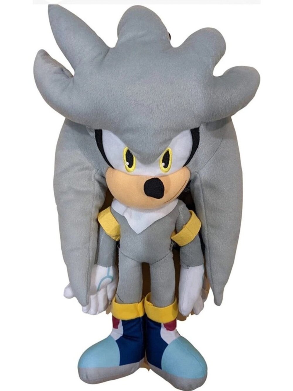 Sonic The Hedgehog Silver Sonic 16" Plush Backpack Childrens Faux Fur Bag NWT